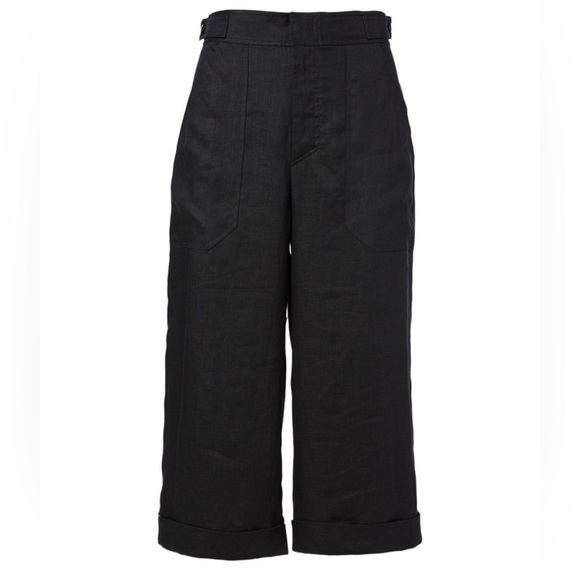 EQUIPMENT Kalil Linen Cropped Culotte Pants Folded Hem, Size 6 - Picture 2 of 16